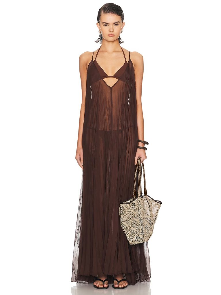 Shani Shemer Uma Maxi Dress In Espresso Brown